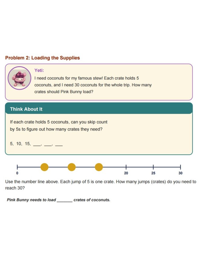 Skip counting and number lines for grades 2 and 3.